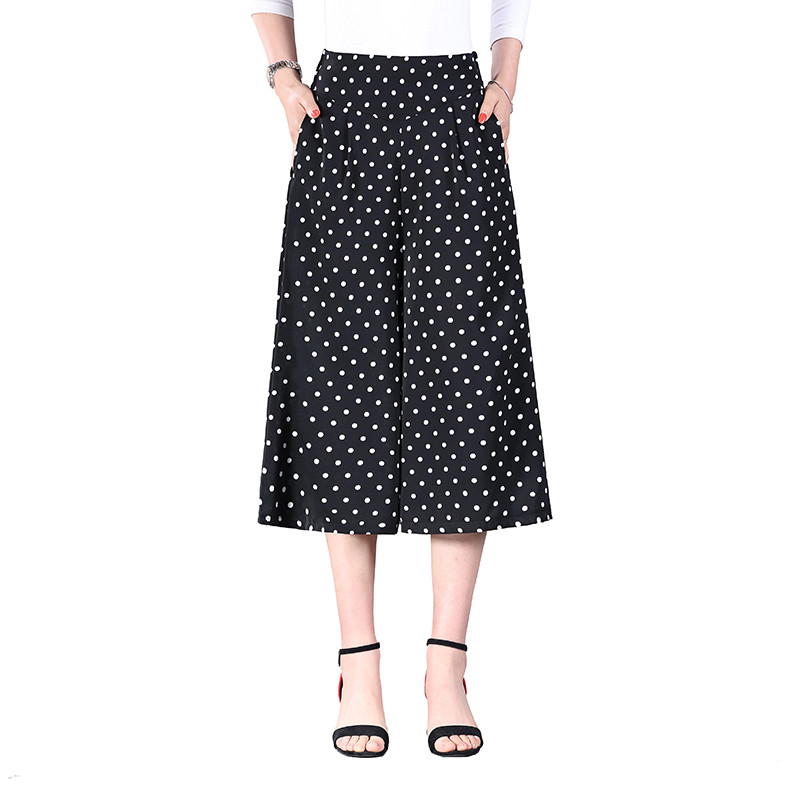 Bő, alkalmi mintás nadrágok, széles szárú, magas derekú, levágott nadrágok, női, minden megfelelő esztétikus divatos nadrágok, női