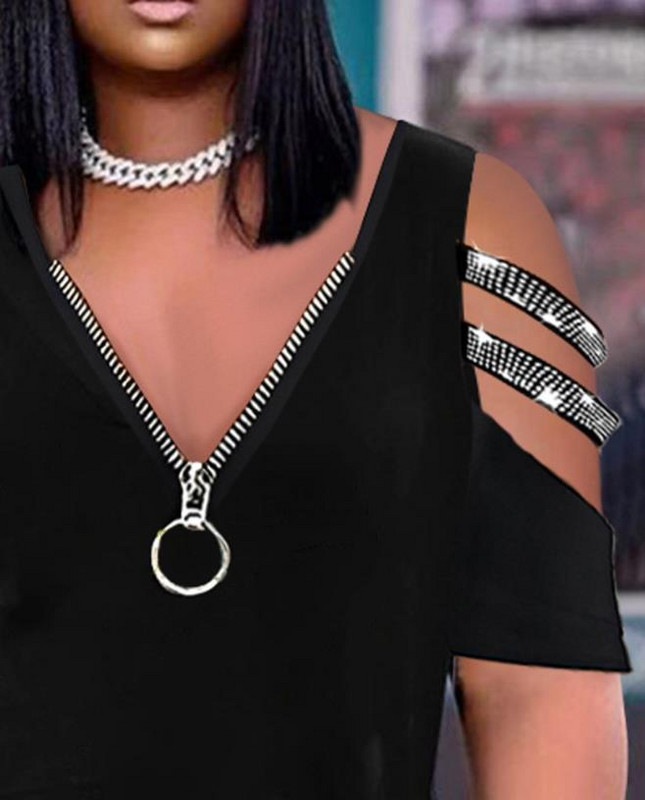 Sieviešu kleitas 2023. gada vasarā katru dienu auksti uz pleciem ar puspiedurknēm ar rāvējslēdzēju