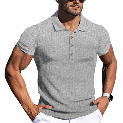 Muške polo majice Ljetne ležerne pletene muške majice kratkih rukava Polo uske jednobojne muške majice Polo Homme S-5XL Muška odjeća