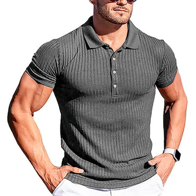 Muške polo majice Ljetne ležerne pletene muške majice kratkih rukava Polo uske jednobojne muške majice Polo Homme S-5XL Muška odjeća