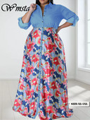 Wmstar rochie de dimensiuni mari pentru femei, cu nasturi, mozaic, talie înaltă, cu mânecă lungă, elegantă, nou în toamnă, rochii maxi, dropshipping cu ridicata