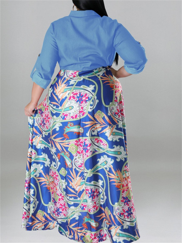 Wmstar rochie de dimensiuni mari pentru femei, cu nasturi, mozaic, talie înaltă, cu mânecă lungă, elegantă, nou în toamnă, rochii maxi, dropshipping cu ridicata