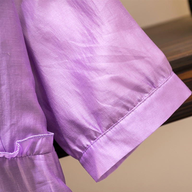 Liela izmēra sieviešu vasaras ikdienas kleita no liocela auduma Ērta elpojoša ballīšu kleita Mežģīņu izrotāta purpursarkana maksi kleita