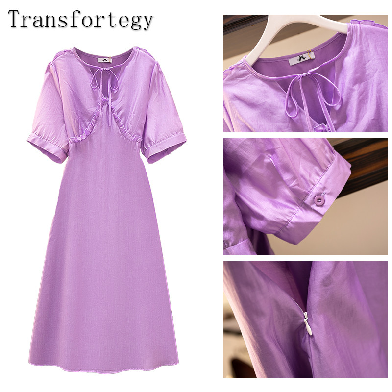 Liela izmēra sieviešu vasaras ikdienas kleita no liocela auduma Ērta elpojoša ballīšu kleita Mežģīņu izrotāta purpursarkana maksi kleita