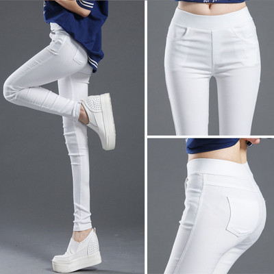 Ψηλόμεση Μαύρο μασίφ κολάν Γυναικεία Fall White Skinny Stretch Pencil Παντελόνι Παντελόνι Γυναικεία Casual Ρούχα P8823