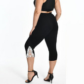 XS-7XL Női leggings Nyári csipke üreges díszítés fehér rózsaszín sötétkék piros 6XL 5xl 4xl xxxl XS Egyedi Capri Crop Tight Legins fehér