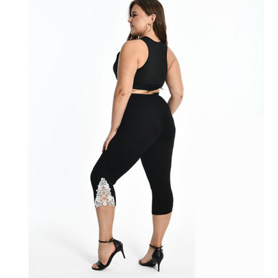 XS-7XL Női leggings Nyári csipke üreges díszítés fehér rózsaszín sötétkék piros 6XL 5xl 4xl xxxl XS Egyedi Capri Crop Tight Legins fehér