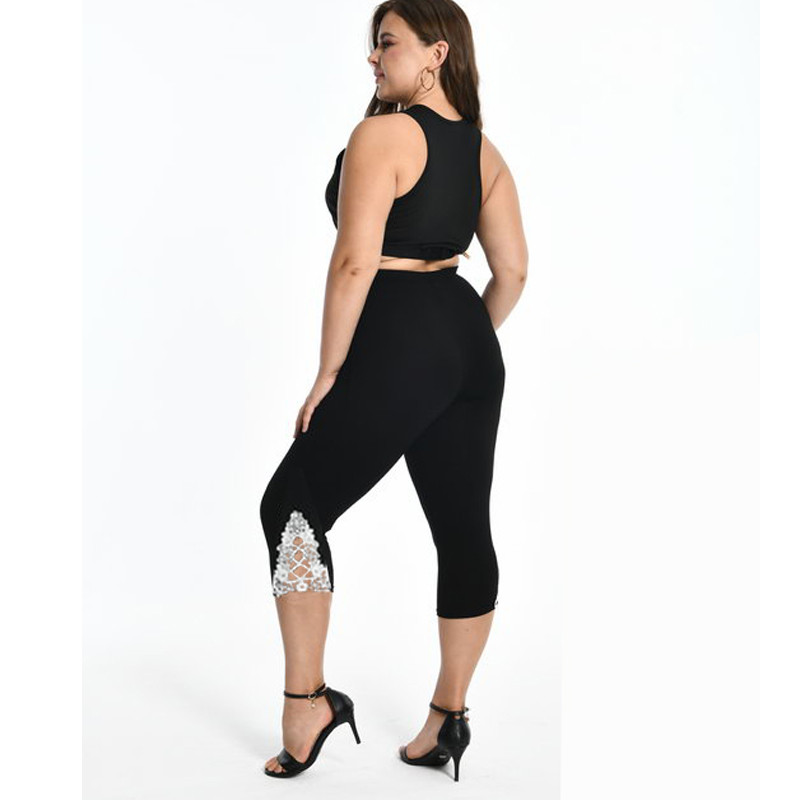 XS-7XL Női leggings Nyári csipke üreges díszítés fehér rózsaszín sötétkék piros 6XL 5xl 4xl xxxl XS Egyedi Capri Crop Tight Legins fehér