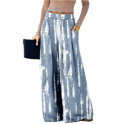 Vasaras sieviešu bikses ikdienišķas Ērtas brīvas bikses ar platām kabatām Modes bikses ar platu leoparda rakstu