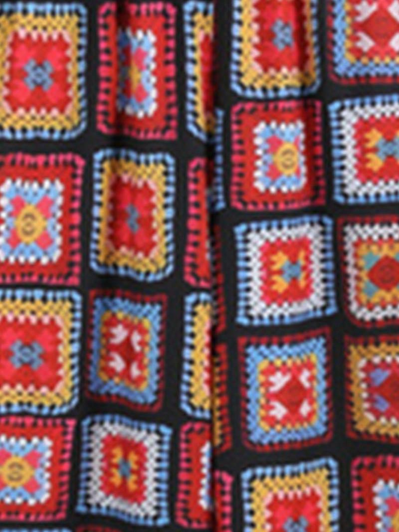 Nagy méretű Geo Print egyenes szárú nadrág, Boho Slant zsebnadrág tavaszra és nyárra, női nagy méretű ruházat