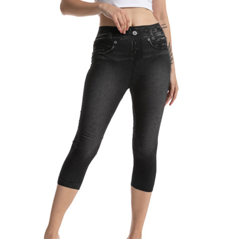 YGYEEG uued õhukesed kunstteksased retuusid Naiste Stretch trükitud lühikesed säärised säärepikkused püksid suvepüksid kõrge vöökohaga jeggings