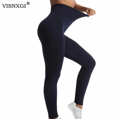 VISNXGI Leggings sexy pentru femei Push Up Fitness Subțire cu talie înaltă Pantaloni jegging fără cusături Solid Skinny Antrenament de gimnastică Mujer Sport Fund