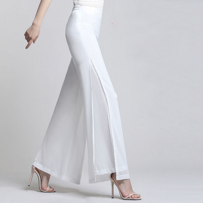 Divslāņu šifona bikses ar platām kājām sievietēm, sāniski sadalītas plānas bikses 2022. gada jauns pavasaris, vasara, bikses ar augstu vidukli. Sieviešu ikdienas bikses