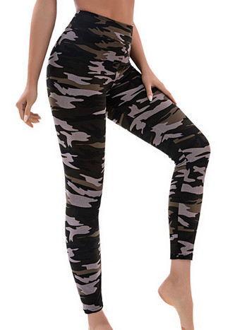 YSDNCHI Γυναικεία Κολάν Υψηλής ελαστικότητας Skinny Camouflage Legging Slim Army Green Jegging Fitness Leggins Gym Sport Παντελόνι