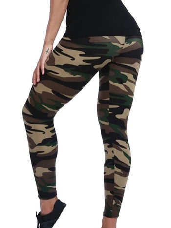 YSDNCHI Γυναικεία Κολάν Υψηλής ελαστικότητας Skinny Camouflage Legging Slim Army Green Jegging Fitness Leggins Gym Sport Παντελόνι