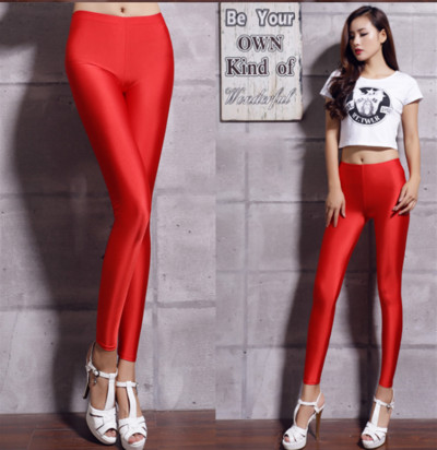 Szexi bokáig érő jóga Legginsy Candy Color Jégselyem Fényes Vékony Leggins Nadrág Női Magas derekú Nagy méretű 5xl Leggings Nadrág