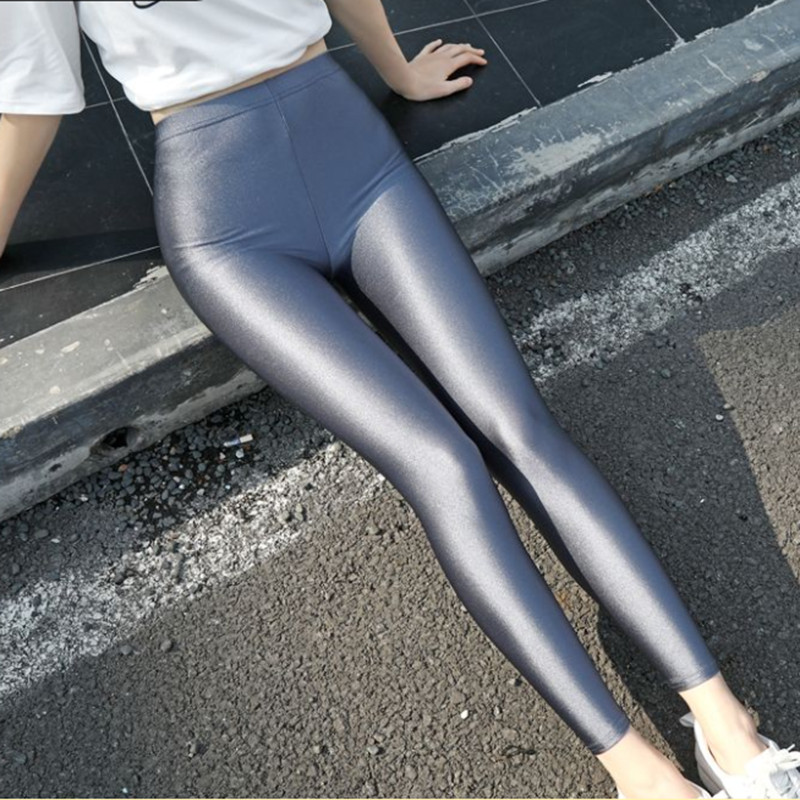 Szexi bokáig érő jóga Legginsy Candy Color Jégselyem Fényes Vékony Leggins Nadrág Női Magas derekú Nagy méretű 5xl Leggings Nadrág