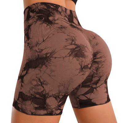 Tie Dye Scrunch κοντά κολάν Γυναικεία Γυναικεία ψηλόμεση Αθλητισμός γυμναστικής γυμναστικής Σορτς γιόγκα απρόσκοπτη γυμναστική Push Up Κοντό κολάν