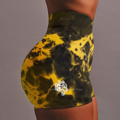 Darc női sport rövidnadrág jóga nadrág szexi alsó szépség nyakkendő festék viselet kötött anyag magas derekú rövidnadrág elasztikus edzőterem fitness nadrág