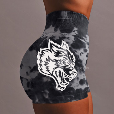 Darc női sport rövidnadrág jóga nadrág szexi alsó szépség nyakkendő festék viselet kötött anyag magas derekú rövidnadrág elasztikus edzőterem fitness nadrág