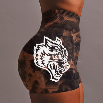 Darc női sport rövidnadrág jóga nadrág szexi alsó szépség nyakkendő festék viselet kötött anyag magas derekú rövidnadrág elasztikus edzőterem fitness nadrág