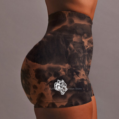 Darc női sport rövidnadrág jóga nadrág szexi alsó szépség nyakkendő festék viselet kötött anyag magas derekú rövidnadrág elasztikus edzőterem fitness nadrág