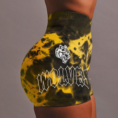 Darc női sport rövidnadrág jóga nadrág szexi alsó szépség nyakkendő festék viselet kötött anyag magas derekú rövidnadrág elasztikus edzőterem fitness nadrág