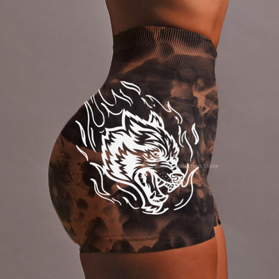 Darc női sport rövidnadrág jóga nadrág szexi alsó szépség nyakkendő festék viselet kötött anyag magas derekú rövidnadrág elasztikus edzőterem fitness nadrág