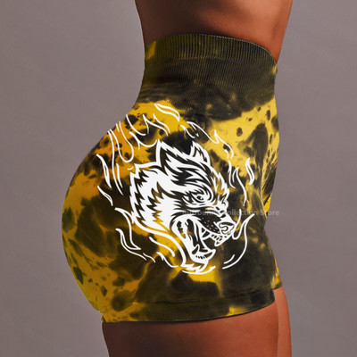 Darc női sport rövidnadrág jóga nadrág szexi alsó szépség nyakkendő festék viselet kötött anyag magas derekú rövidnadrág elasztikus edzőterem fitness nadrág