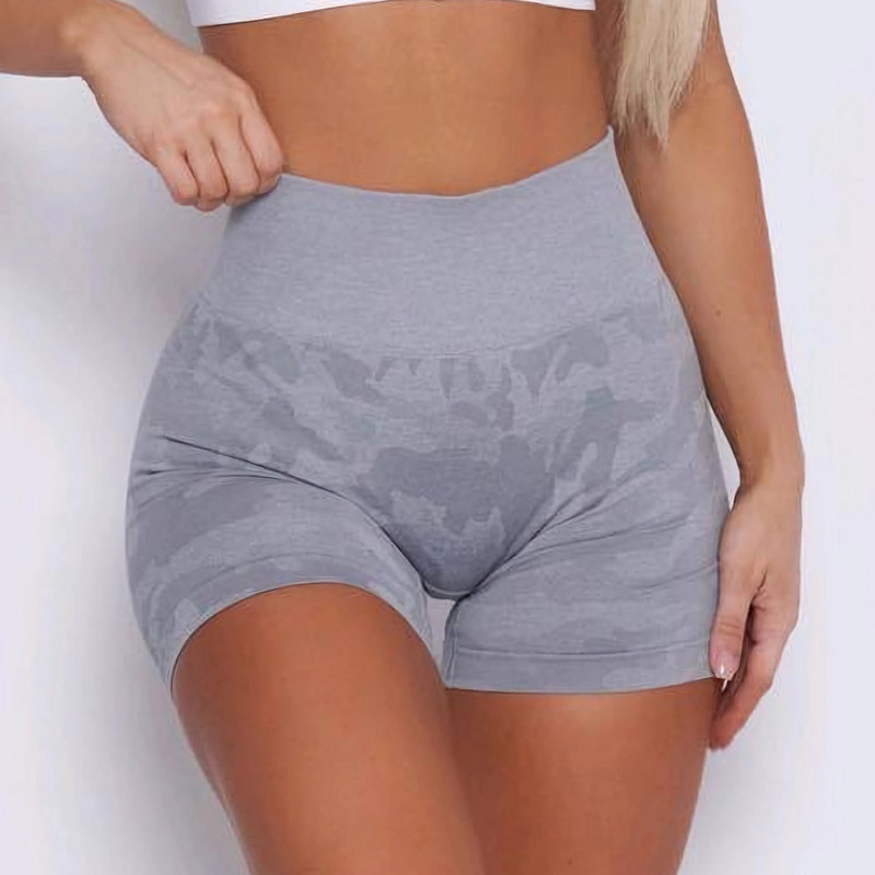 Pchee Bum Liliac Camo Pantaloni scurți motociclist fără sudură pentru femei, jambiere moi de antrenament, Joga, talie înaltă, ținute mai groase, colanți