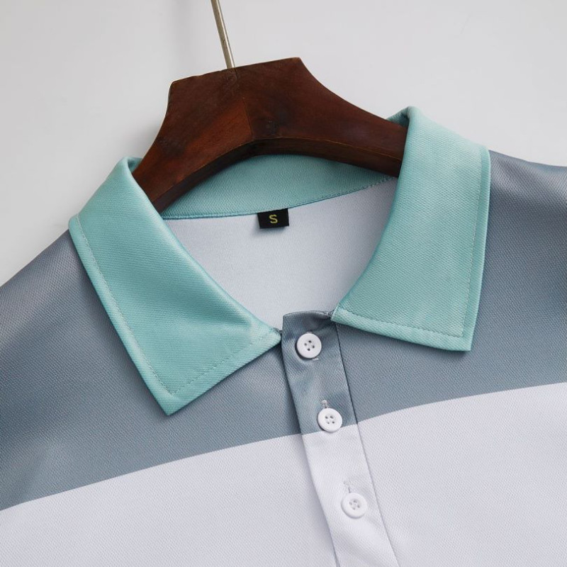 2024. gada jauns ikdienas vīriešu apģērbs, svītrains digitālais apdrukas pogas augšējais T-krekls Polo krekls vīriešiem Topi un T-krekli