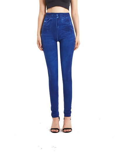 INDJXND Μονόχρωμα Ανοιξιάτικα Γυναικεία Τζέγκινγκ Συν Μέγεθος Ψεύτικα τζιν Ψηλόμεση ελαστικά αθλητικά κολάν γυμναστικής Casual παντελόνι S-3XL