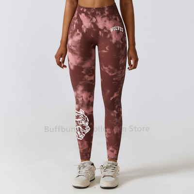 Darc Sport sporta bikses Fitness Sieviešu zeķubikses Kaklasaites Krāsošana Treniņstulpiņi Vingrinājums Bezšuvju Scrunch Leggins Sporta zāle Sports Elats Apakšā