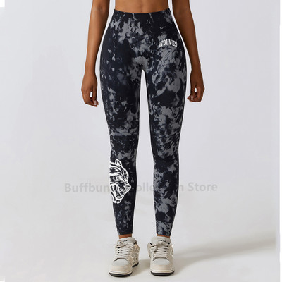 Darc Sport sporta bikses Fitness Sieviešu zeķubikses Kaklasaites Krāsošana Treniņstulpiņi Vingrinājums Bezšuvju Scrunch Leggins Sporta zāle Sports Elats Apakšā