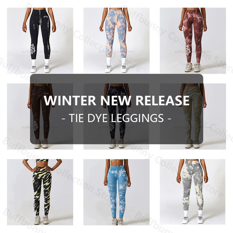 Darc Sport sporta bikses Fitness Sieviešu zeķubikses Kaklasaites Krāsošana Treniņstulpiņi Vingrinājums Bezšuvju Scrunch Leggins Sporta zāle Sports Elats Apakšā