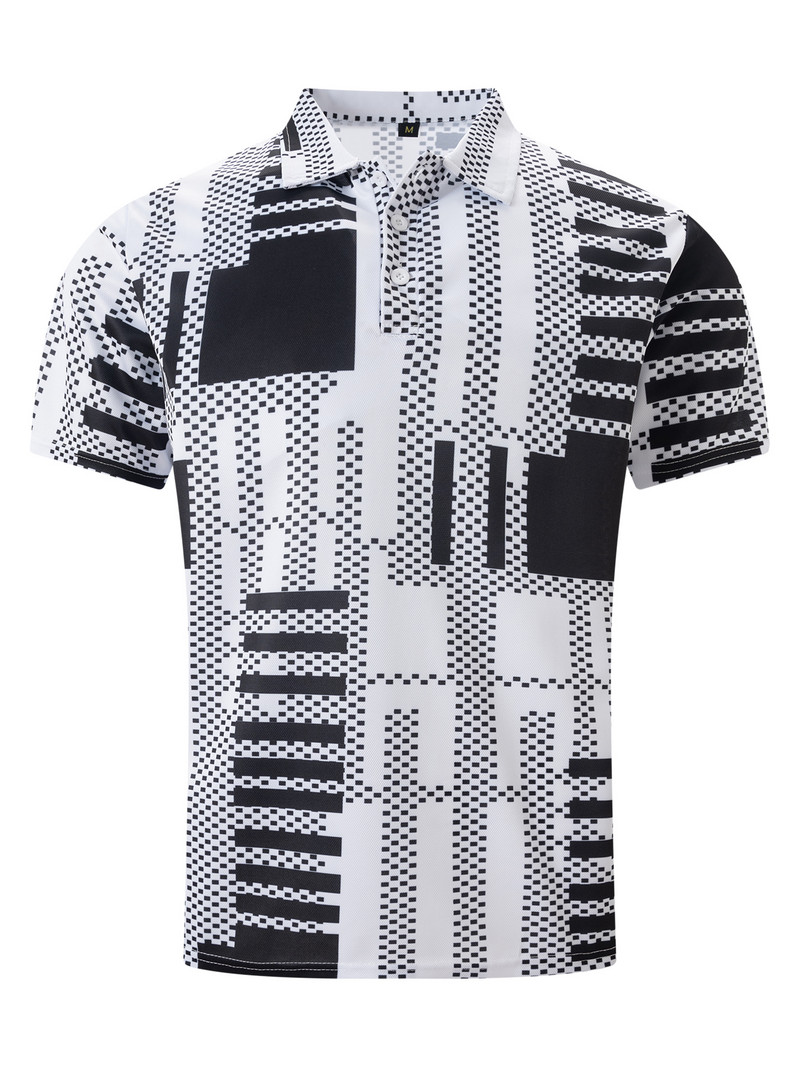 Jauns vasaras vīriešu polo krekls ar īsām piedurknēm ikdienas raibs svītrains T-krekls Vīriešu elpojošs krekls vīriešu apģērbs S-3xl