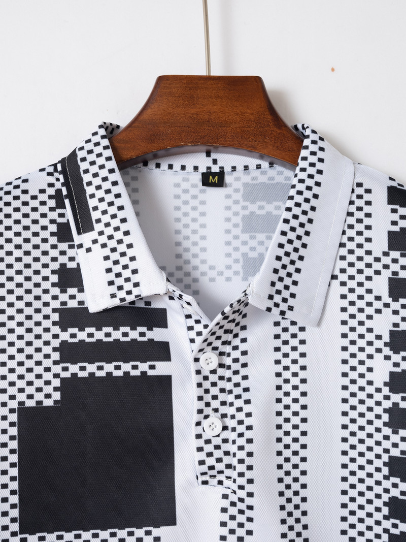 Jauns vasaras vīriešu polo krekls ar īsām piedurknēm ikdienas raibs svītrains T-krekls Vīriešu elpojošs krekls vīriešu apģērbs S-3xl