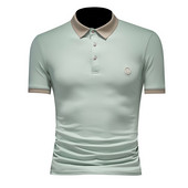 T-shirt za muškarce proljeće i ljeto, ležerna spuštena kragna, kratki rukavi, široka prugasta polo majica kratkih rukava, muška odjeća