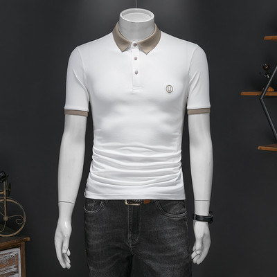 T-shirt za muškarce proljeće i ljeto, ležerna spuštena kragna, kratki rukavi, široka prugasta polo majica kratkih rukava, muška odjeća