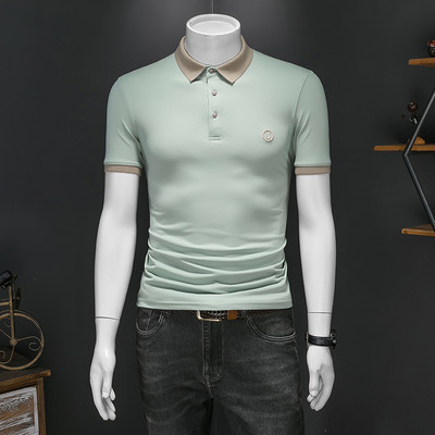 T-shirt za muškarce proljeće i ljeto, ležerna spuštena kragna, kratki rukavi, široka prugasta polo majica kratkih rukava, muška odjeća