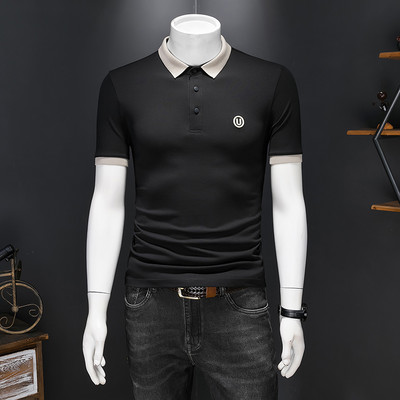 T-shirt za muškarce proljeće i ljeto, ležerna spuštena kragna, kratki rukavi, široka prugasta polo majica kratkih rukava, muška odjeća