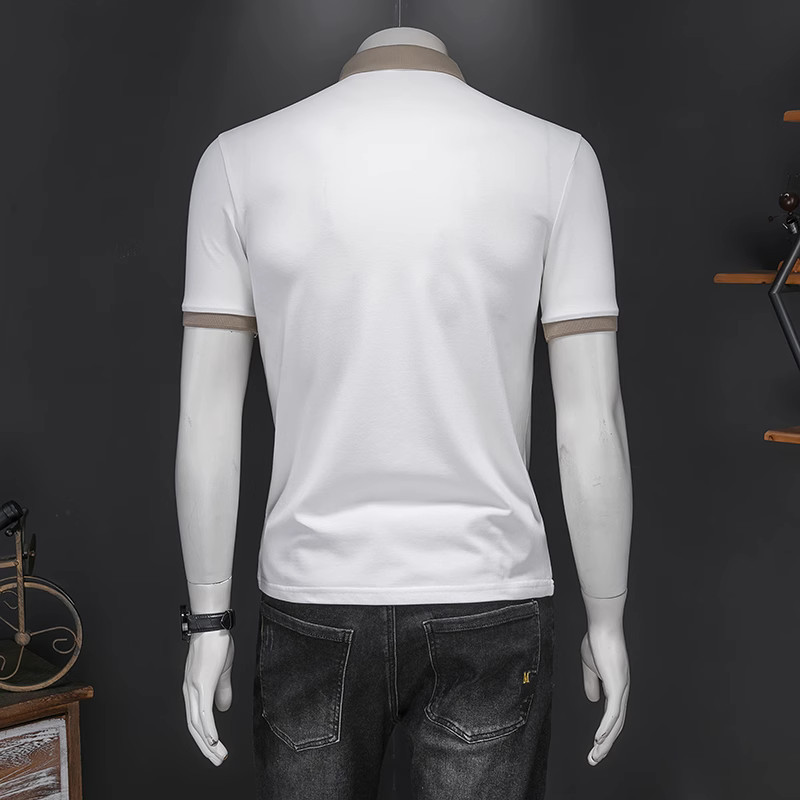 T-shirt za muškarce proljeće i ljeto, ležerna spuštena kragna, kratki rukavi, široka prugasta polo majica kratkih rukava, muška odjeća