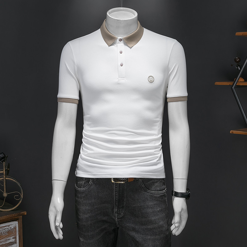 T-shirt za muškarce proljeće i ljeto, ležerna spuštena kragna, kratki rukavi, široka prugasta polo majica kratkih rukava, muška odjeća