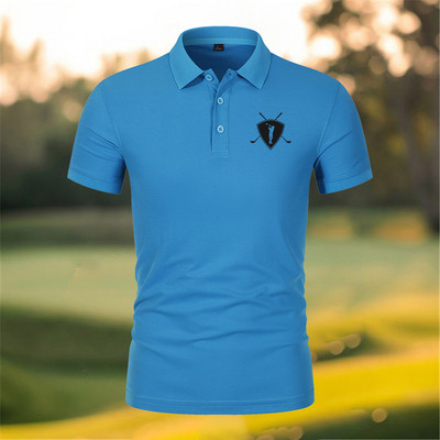 Golfa vīriešu krekls ar pogām ar logotipu Vintage polo krekls S-4XL īsām piedurknēm polo T krekls vīriešu sporta lielizmēra zīmola topi