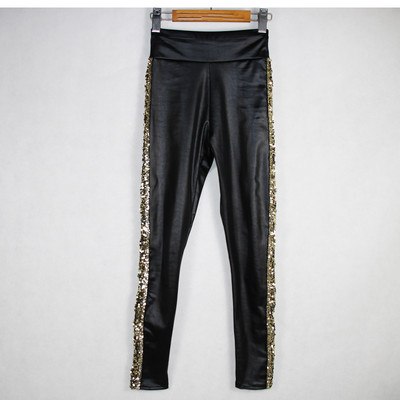 Shikorleva Leggings pentru femei din imitație de piele, margele sclipicioase, din vinil strălucitor, jeggings gotici, mărime mare 5xl 4xl S, jambiere pentru femei