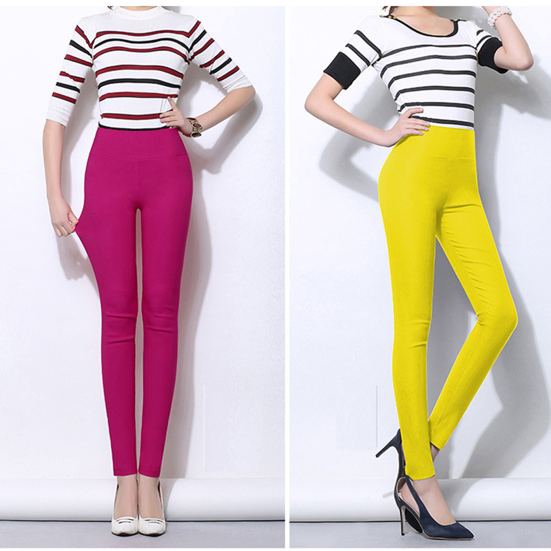 Liela izmēra S-6XL Candy Color Sieviešu legingi Leginsy Damskie Summer Leggins Elastība Augsts viduklis Spīdīgi legingi Seksīgas zīmuļu bikses