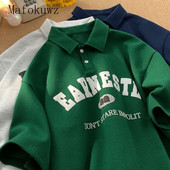 Vasaras atloks ar apdruku ar ceturtdaļpiedurknēm polo krekls vīriešiem brīvs ikdienas High Street personalizēts T-krekli ar puspiedurknēm vīriešu apģērbi