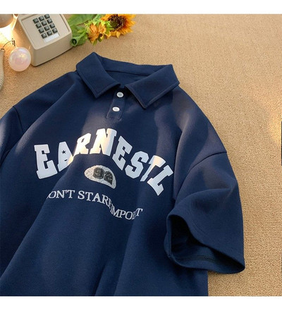 Vasaras atloks ar apdruku ar ceturtdaļpiedurknēm polo krekls vīriešiem brīvs ikdienas High Street personalizēts T-krekli ar puspiedurknēm vīriešu apģērbi