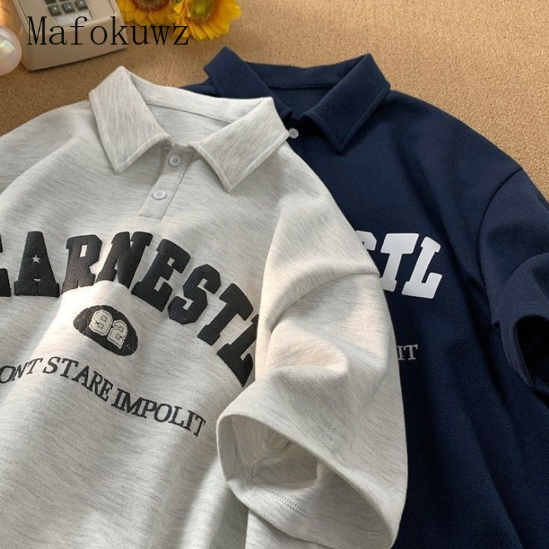 Vasaras atloks ar apdruku ar ceturtdaļpiedurknēm polo krekls vīriešiem brīvs ikdienas High Street personalizēts T-krekli ar puspiedurknēm vīriešu apģērbi