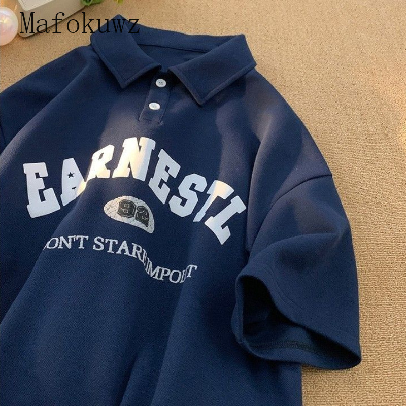 Vasaras atloks ar apdruku ar ceturtdaļpiedurknēm polo krekls vīriešiem brīvs ikdienas High Street personalizēts T-krekli ar puspiedurknēm vīriešu apģērbi